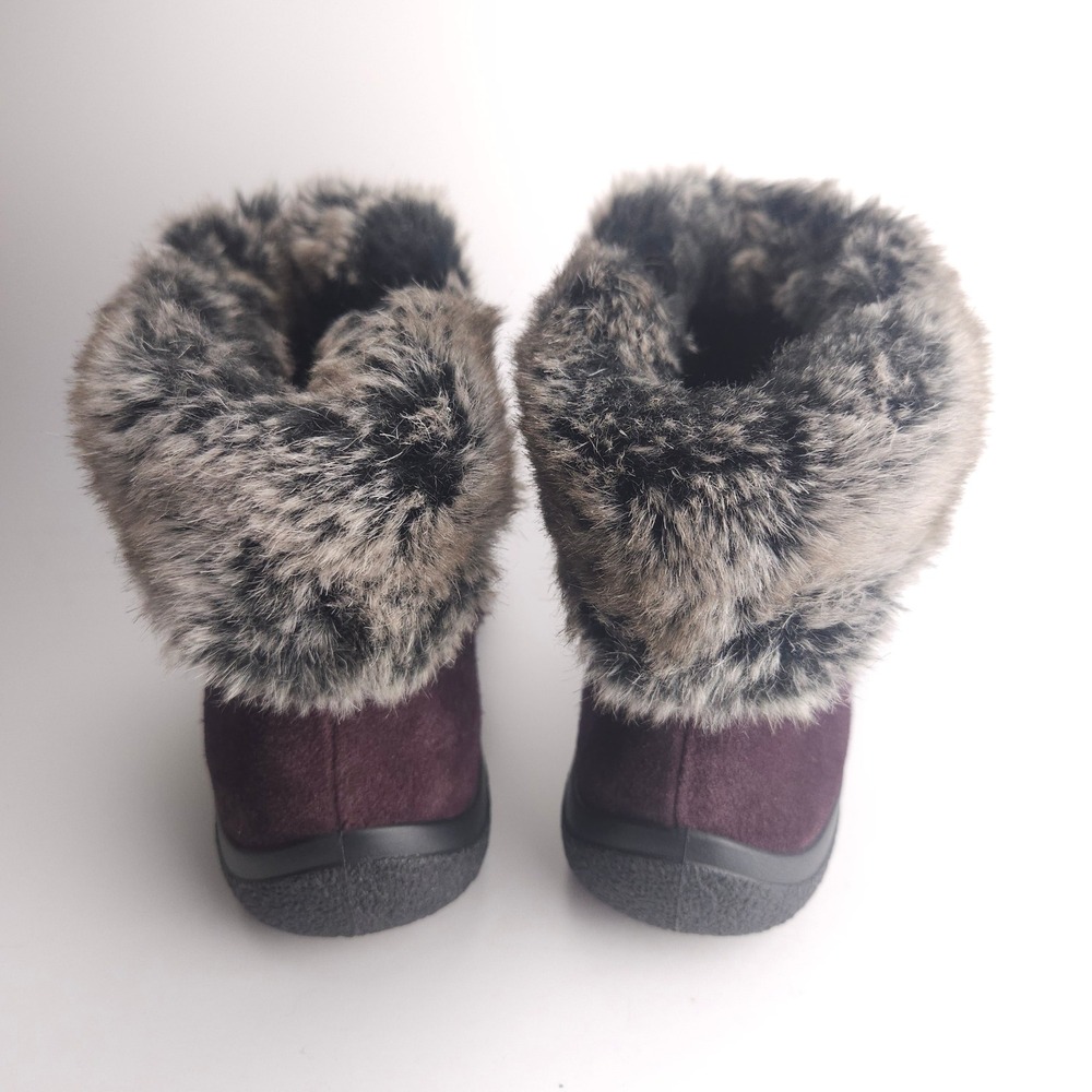 Hotter Romance Suede Ankle Boots Purple Faux‎ Fur Trim Side Zip UK 5 US 7 - Picture 2 of 10